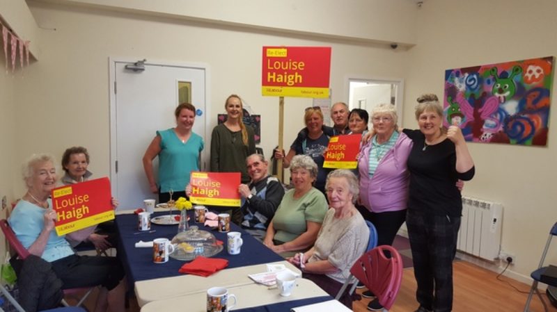 Louise with supporters at the coffee morning.