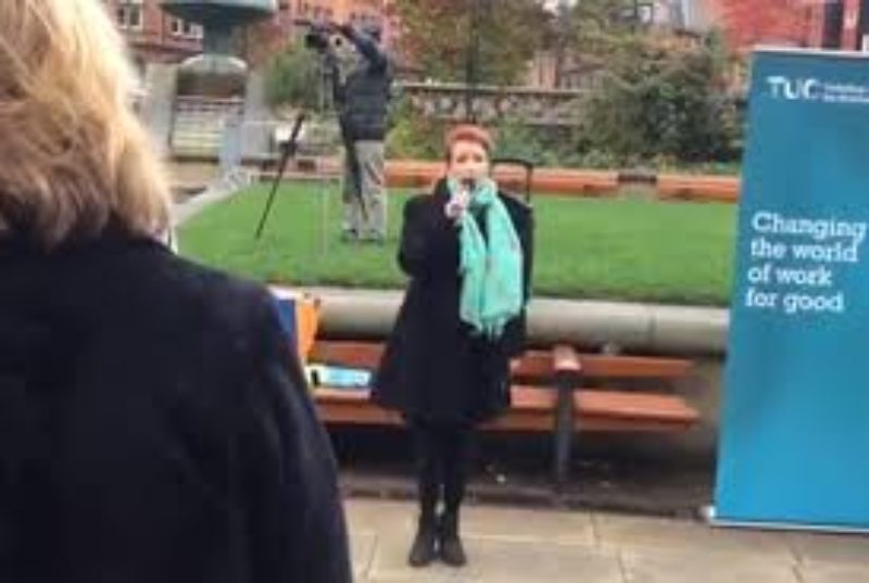 Louise speaking at the rally.