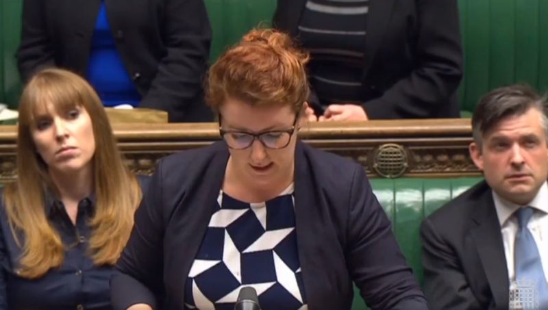 Louise speaking on the front bench.