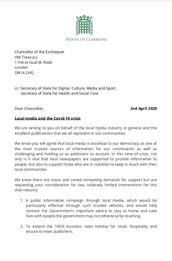 Our joint letter calls on the government to carry out a public information campaign through local media.