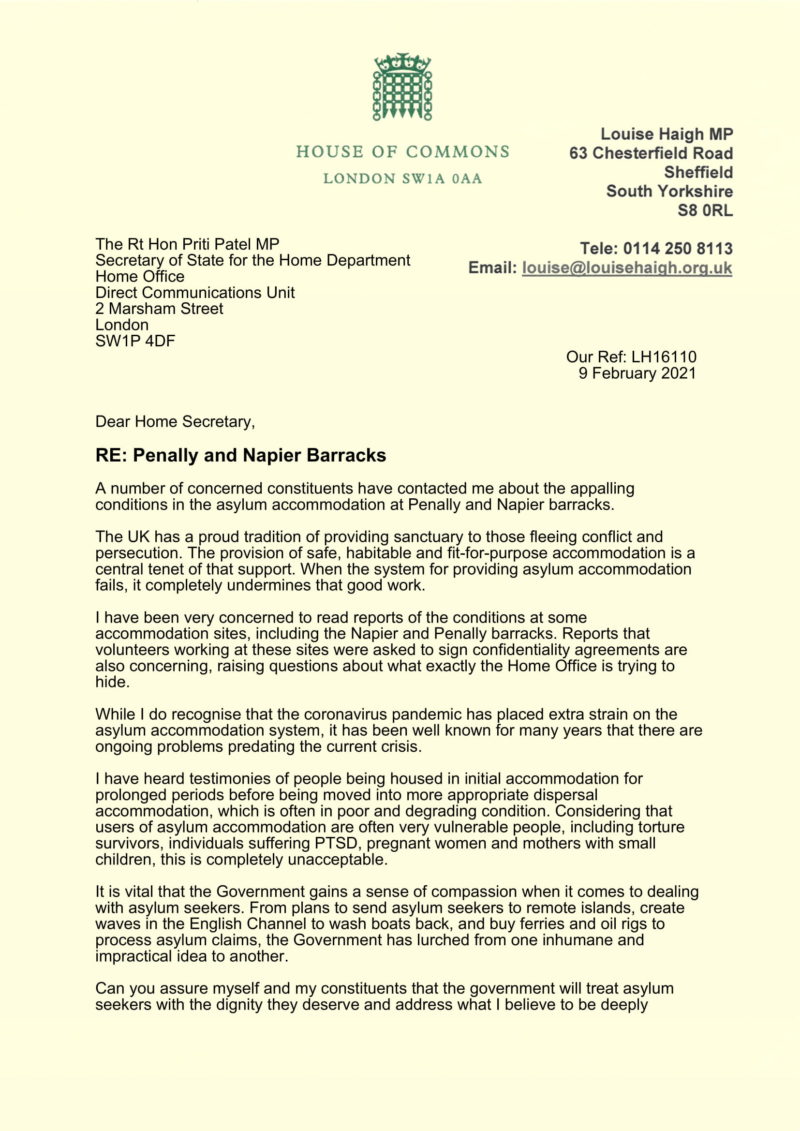 Letter to the Home Office